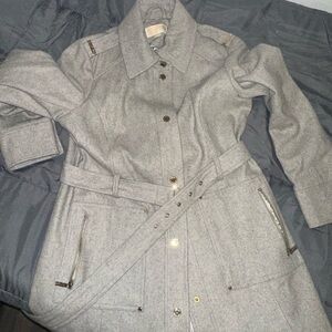 MICHAEL Michael Kors Gray Trench Coat with Belt